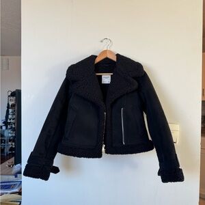 Abercrombie & Fitch Faux Shearling Black Jacket